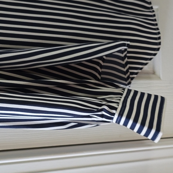 LIZ CLAIBORNE WOMENS PLUS PETITE NAVY/WHITE STRIPES LONG SLEEVE BLOUSE SIZE PXXL - Picture 5 of 14